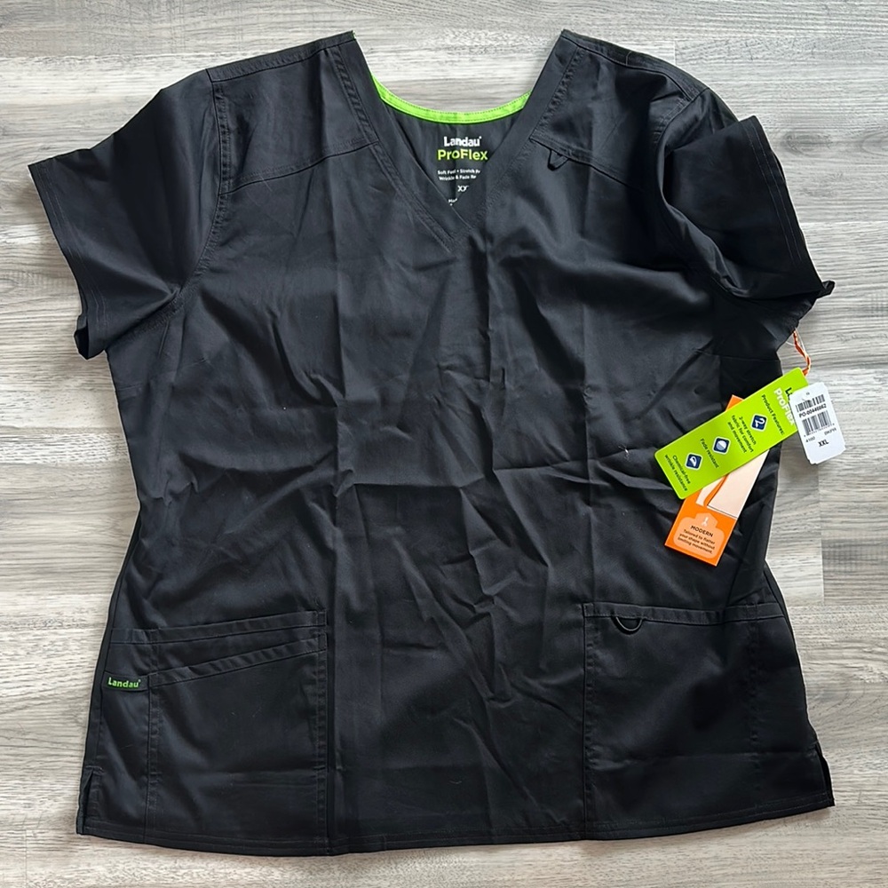 Landau ProFlex Black Scrub Top